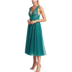 J MENDEL PLEATED PLUNGING SEXY DRESS MRSP: $3990